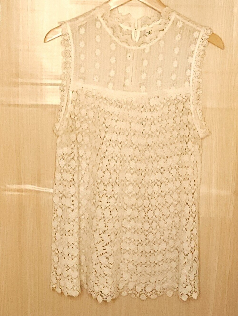 Anthropologie Lili’s Closet cream crochet open sleeveless tunic top large
